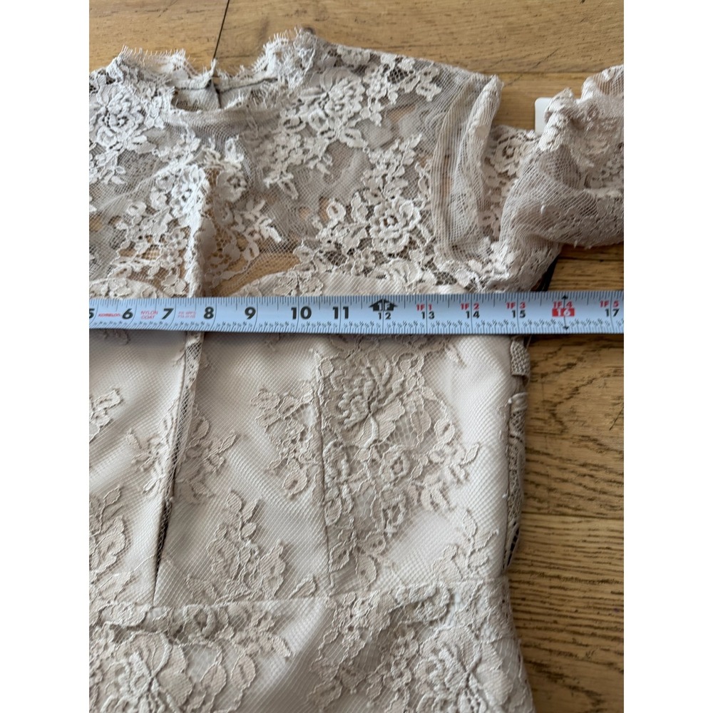 SAYLOR Leondra Nude Lace Mini Dress Long Sleeve Scalloped Hem Small NWT (513) - Picture 8 of 13